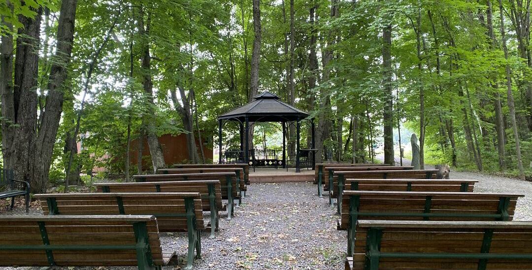 wedding, memorial, chairs in nice forest